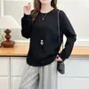 [Especial] Nova Coleção Outono 2026: Moletom liso de gola redonda e manga longa, simples e versátil, perfeito para mulheres plus size como uma camada interna casual, 0969