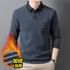Ropa de Otoño e Invierno para Papá Suéter de Dos Piezas Falsas Forrado de Polar Camisa de Punto Grueso para Hombre Ropa Cálida Holgada para Hombre Ropa de Hombre