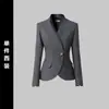 Traje Gris de Negocios para Mujer Traje de Alta Gama Cintura Temperamento Departamento de Ventas Ropa de Trabajo Joyería Hotel Ropa de Trabajo