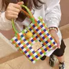 Bolso Tejido Arcoíris Estilo Coreano Hd6217A05, Bolsa Tejida de Plástico con Forma Cóncava Apta para la Familia, Bolsa Cesta para Verduras, Bolsa de Regalo