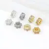 Preserva Cor Cobre Banhado com Ouro Real 18K Hexagonal Zircônia Espaçador de Roda Contas Acessórios para Pulseira DIY C45