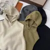 Outono/Inverno 2025 Estilo Coreano Simples Casual Versátil Colete Tricotado com Capuz Cor Sólida Camada Básica Quente Feminino 8238