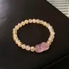 Pulsera de Cuentas de Fluorita Cristalina y Circonita Moda Lujo Ligero Pulsera de Gama Alta Temperamento de Nicho Joyería Versátil Venta al por Mayor