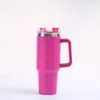Copo Térmico Personalizado W para Viagem, 40oz, Grande Capacidade, com Alça, Porta-Copos de Carro, Dupla Camada de Aço Inoxidável, Copo de Gelo com Canudo