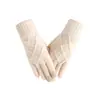 Guantes de cuadros de color sólido transfronterizos para hombres y mujeres, cálidos de invierno, forrados de felpa, tejido grueso tipo lana, pantalla táctil, guantes de alta gama