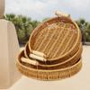 Cesta de almacenamiento de ratán sintético tejida a mano, cesta para verduras y frutas, soporte para pan, cesta redonda rectangular para frutas, mesa de comedor, almacenamiento