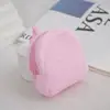 Mochila Escolar Pequena de Pelúcia Cor Doce Mochila de Cor Sólida Casual Fofa Bolsa de Moedas Sólida Mochila Bolsa para Cartão de Documento Atacado