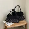 Korean Suede Trendy Fashion Letter Single Tote Bag Women 2025 Autumn/Winter New Drawstring Large Capacity Single Shoulder Crossbody