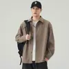 Camisa de Manga Larga a Rayas para Hombre 2026 Otoño Nueva Patchwork Casual Camisa Chaqueta Retro Japonés Color Sólido Tendencia