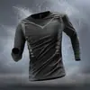 Camiseta Deportiva de Color Sólido de Manga Larga para Hombre, Ropa Interior de Secado Rápido, Capa Base, Top para Correr Primavera y Otoño, Baloncesto, Ciclismo, Alta Elasticidad, Fitness