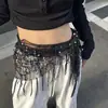 Nuevo de Moda Celebridad de Internet Jazz Danza Cadena de Cadera para Hip Hop Danza Callejera Cadena de Cintura Accesorio de Cadera Bufanda Triangular con Lentejuelas Cinturón con Borlas Bufanda Versátil para la Cintura