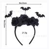 Diadema de Halloween con mechones oscuros, decoración para mascaradas navideñas, diadema con flores de rosa negra