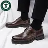 Zapatos de cuero de suela gruesa para hombre 2026 primavera, zapatos formales de negocios para hombre, talla 45-46, estilo británico, para novios y padrinos de boda
