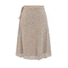 Conjunto de camisola corta ajustada de cuello redondo con encaje de lunares flockeado + falda de malla de cintura alta con cordones, puramente deseable