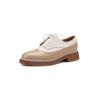 Zapatos Brock de cuero estilo Academia Británica con suela gruesa y bloques de color, primavera 2022, tacón medio grueso, punta redonda, cordones para mujer