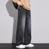 Pantalones de mezclilla Tencel para hombre, nuevo estilo 2026, marca de moda americana, finos de verano, high-street, holgados, de pierna recta, pantalones largos casuales