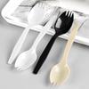 Cuchara Desechable con Mango Largo, Tenedor y Cuchara Empaquetados Individualmente, Pieza Única Occidental para Snacks, Postres, Pasteles, Frutas, Ensaladas, Comercial
