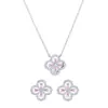 Conjunto de Collar y Pendientes de Trébol con Piedras Preciosas de Lujo Ligero, Cadena para Clavícula Completa de Diamante de Lujo Ligero, Accesorios Versátiles de Circonita de Alta Gama para Mujer