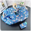 Bolsa de Compras Plissada Estilo Japonês Desenho Animado Verde com Botão de Pressão Ultra Leve Portátil Bolsa de Ombro para Viagem