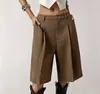 Ropa de mujer transfronteriza europea y americana, shorts de traje liso y simple, moda de verano versátiles, elegantes, para ir al trabajo, casual, holgados, hasta la rodilla