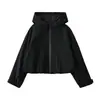 Chaqueta corta protectora del sol holgada adelgazante con capucha transfronteriza para mujer, nueva camisa superior casual fina de otoño para aire acondicionado