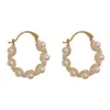 Lujo Ligero Estilo Francés, Suaves y Elegantes, Versátiles Pendientes de Aro con Perlas y Circonitas, Personalizados, Pendientes de Diseño de Moda y Únicos para Mujer