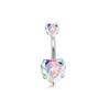 Conjunto de 8 Peças de Piercing de Umbigo AB Color Transfronteiriço com Formato de Coração de Pêssego e Borboleta, Joias de Piercing Corporal de Luxo Acessível no Atacado