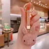 Llavero Creativo Coreano de Diamantes Completos Llavero de Conejo Pegatina Joyería de Diamantes Cadena de Llavero de Coche de Moda Regalo para Mujeres