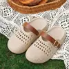 Pantuflas cerradas tejidas para mujer, calzado de verano para exteriores, nuevo modelo 2026, sandalias planas transpirables caladas, antideslizantes, slip-on, de suela suave