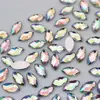 Rhinestones Acrílicos Cor Ab Olho de Cavalo 4*8mm com Fundo Plano para Decoração de Joias, Maquiagem Facial, Adesivos de Sobrancelha, Materiais DIY
