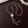 Collar Largo Minimalista con Lazo Deslizante para Mujer, Estilo Nicho Coreano, Cadena de Suéter Choker Moderna y Versátil