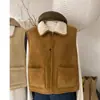 Otoño/Invierno 2026 Estilo Coreano Nuevo Cuero y Piel Integrados Invierno Nuevo Chaleco Delgado Cálido Chaqueta Corta Año Nuevo Versátil
