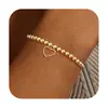 Pulsera Colgante de Corazón con Cuentas Redondas de Nuevo Estilo Transfronterizo Europeo y Americano, Pulsera Simple y Versátil, Joyería de Nicho de Lujo Ligero