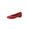 Zapatos Retro Estilo Francés de Punta Dividida Pata de Cerdo Modelo Nuevo 2026 Lavado Piel de Vaca Boca Baja Zapatos de Una Sola Pieza Zapatos Planos de Cuero Genuino de Alta Calidad para Mujer