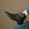 Botas Coreanas de Otoño 2026 Nuevo Color Amarillo Jengibre Cómodas de Tacón Bajo Punta Fina Camelia Botines Cortos Botas de Piel Suave