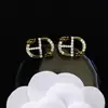 Pendientes de alta calidad para todo tipo de atuendos, pendientes de moda para hombres y mujeres, letras de pedrería, todo a juego, pasador de plata s925, accesorios de aleación