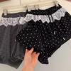Nuevos Pantalones de Pierna Ancha con Retazos de Encaje y Lunares para Mujer Primavera 2027 Cintura Elástica Caída Sueltos Rectos Casuales de Longitud Completa