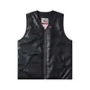 Marca de Nicho de Moda Alcatraz Estilo Americano Acolchado Grueso Holgado Chaqueta de Cuero Biker Chaleco Holgado para Hombre