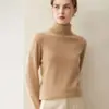 Suéter de cachemira pura 2026 nuevo estilo de invierno para mujer, jersey de cuello alto, estilo elegante, corte holgado, adelgazante, capa base cálida