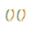 Aretes de Alambre Redondo con Diamantes, Aros de Zirconia de Colores, Pinzas para Orejas de Acero de Titanio, Tornillos para Orejas Dorados Simples Versátiles, En Stock al por Mayor