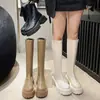 Botas Altas de Tacón Grueso de Moda para Mujer 2026 No Botas de Motocicleta Caña Recta Hasta la Rodilla de Piel Estilo Coreano Versátil Adelgazantes Otoño