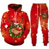 Traje navideño transfronterizo nuevo para Europa y Estados Unidos 2024 sudadera con capucha y chalecos con estampado digital 3D para otoño e invierno para hombres y mujeres