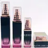Lançamento Série Conjunto de Garrafas Quadradas Meio Preto Degradê Garrafa de Vidro para Cosméticos Estilo Quente