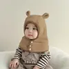 Conjunto de Chapéu Quente e Cachecol para Bebês e Crianças Pequenas para Outono e Inverno, Chapéu Fofo com Capuz e Proteção para as Orelhas para Meninos e Meninas