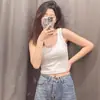 Camisola deportiva blanca de verano para mujer, sin mangas, estilo básico, dulce y sexy, con top corto.