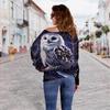 Suéter 3D transfronteiriço estampa de coruja novo europeu e americano vestuário feminino top feminino ombro de fora top feminino ombro oblíquo blusa de base feminina