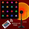 Lâmpada Pôr do Sol Famosa na Internet Colorida com Controle Remoto de 16 Cores, Projetor de Atmosfera Portátil Ajustável para Fotos ao Entardecer e Crepúsculo