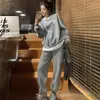 Explosiones de Celebridad de Internet Moda Casual Traje Deportivo Conjunto de Dos Piezas para Mujer Nuevo Otoño Primavera 2024 Suelto Elegante Sudadera Pantalón