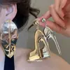 Pendientes de Botón Geométricos Irregulares Exagerados de Metal con Superficie Brillante, Estilo Nuevo 2026, Pendientes de Personalidad, Sentido del Diseño, Adornos para Orejas