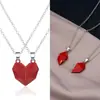 Collar de Corazón de Pareja Piedra Deseosa con Colgante de Pieza con Forma de Corazón Magnético, Creativo Collar de Corazón de Melocotón para Parejas (Par)